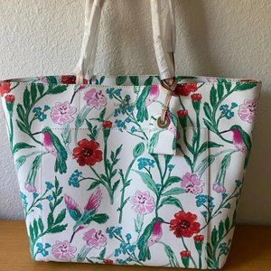 Kate Spade Harding Street Jardin Riley Hummingbird Floral Large Tote White Multi